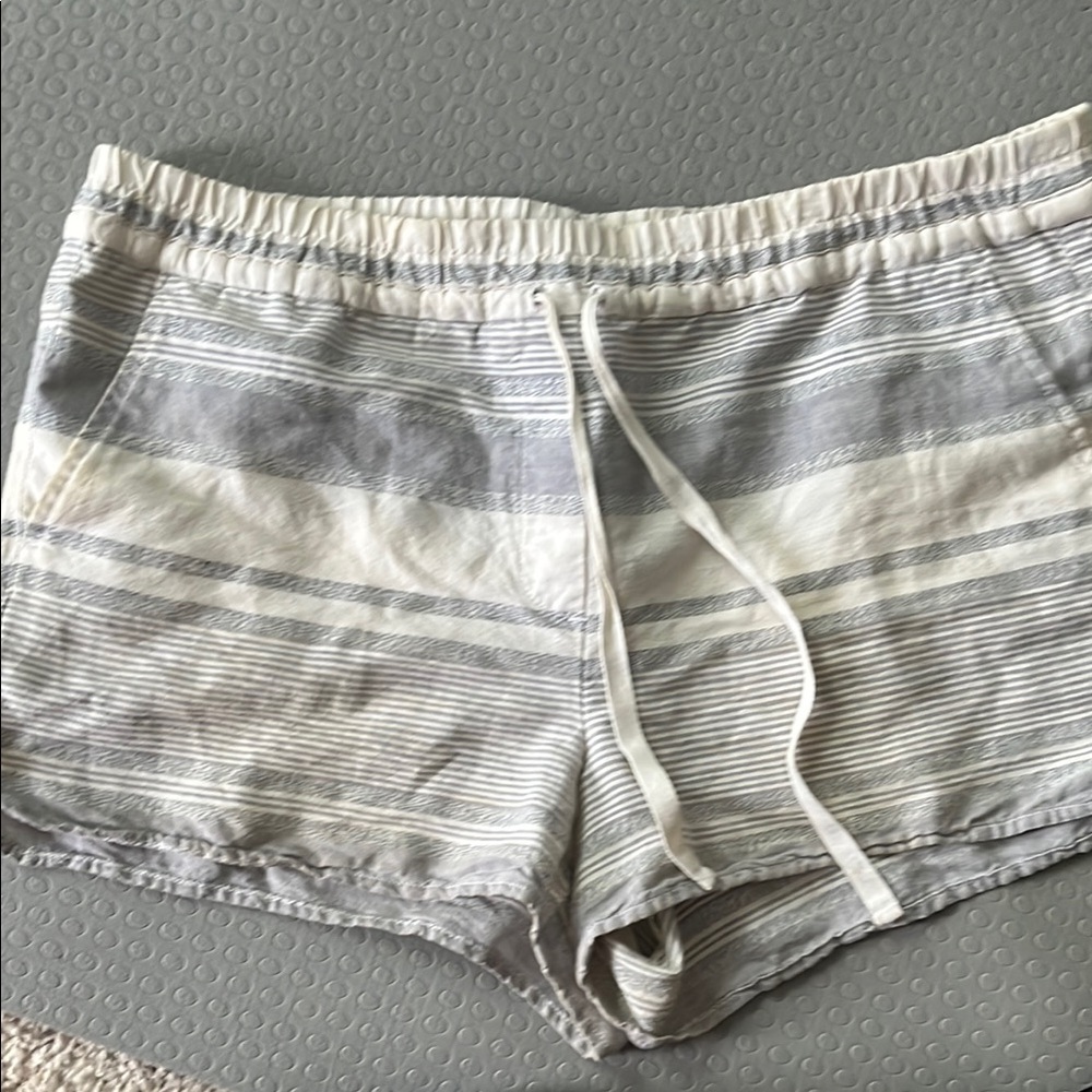 LOFT Gray and White Striped Casual Shorts